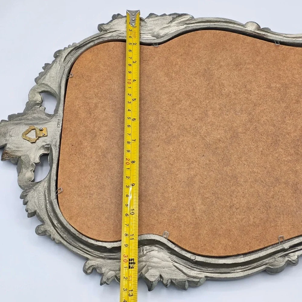 Vintage Italian Ornate Wall Mirror Antique Silver Rococo Baroque Frame Italy